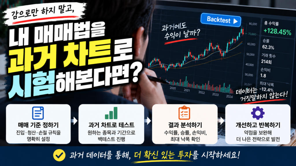 트레이딩뷰 백테스트란? 전략 테스터로 과거 매매 결과 확인하는 방법 1 내 매매법을 과거 차트로 시험해본다면?