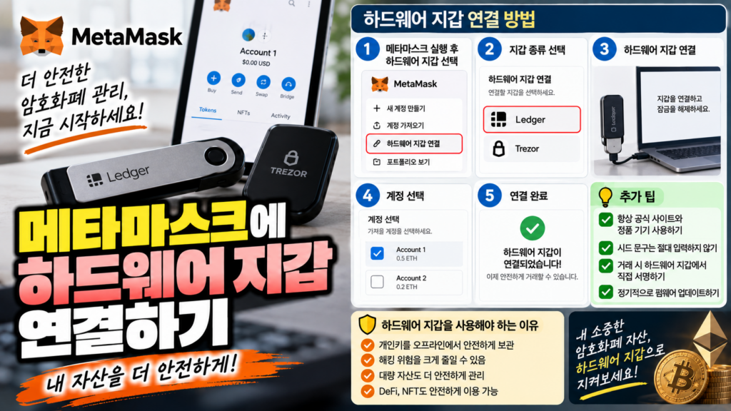 메타마스크에 렛저·트레저 하드웨어 지갑 연결하는 방법 1 메타마스크에 하드웨어 지갑 연결하기