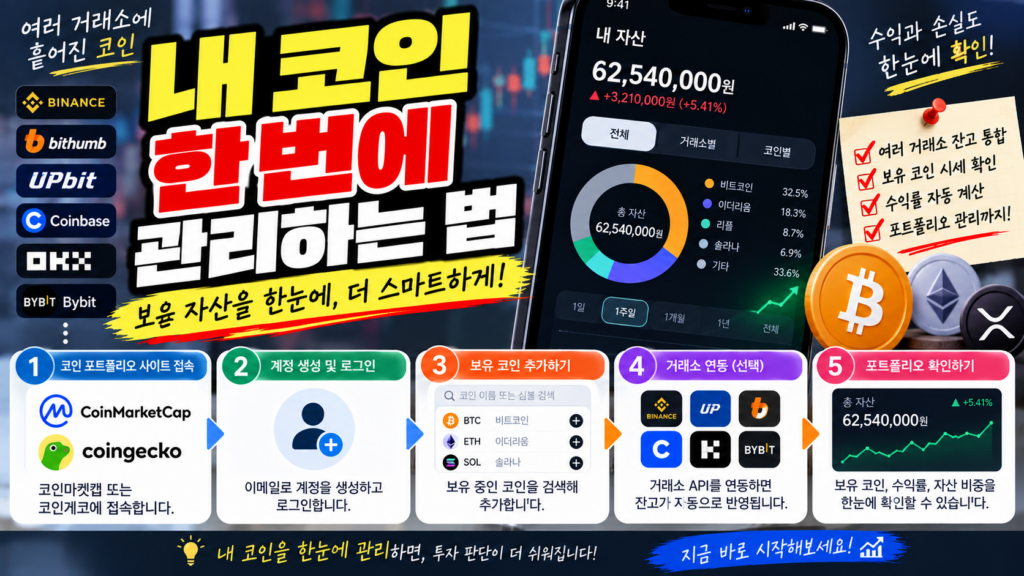 코인마켓캡 포트폴리오 사용법, 보유 코인과 수익을 한곳에서 관리하는 방법 1 내 코인 한 번에 관리하는 법