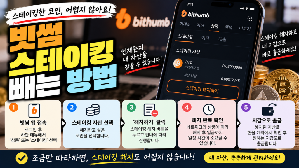 빗썸 스테이킹 해지 방법, 맡긴 코인을 다시 돌려받는 과정 알아보기 1 빗썸 스테이킹 빼는 방법